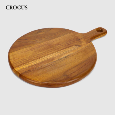 Изображение товара Доска разделочная Crocus Ping pong 30x30 см из натурального тик дерева с ручкой