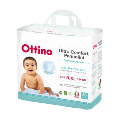 Изображение товара Подгузники-трусики Ottino XL для детей от 12 кг, 36 шт Изображение товара Подгузники-трусики Ottino XL для детей от 12 кг, 36 шт