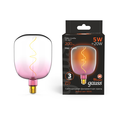 Изображение товара Лампа Gauss Filament Flexible V140 5W 1800К Е27 pink-clear