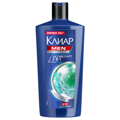 Изображение товара Шампунь Клиар Men Активспорт 2в1 шампунь и бальзам против перхоти 610 мл