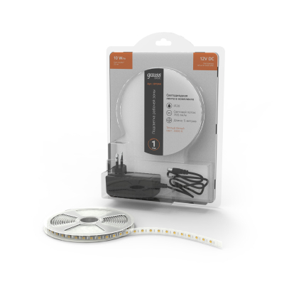 Изображение товара Светодиодная лента Gauss Basic 5050/60 12V 10W/m 3000K IP20 5m Изображение товара Светодиодная лента Gauss Basic 5050/60 12V 10W/m 3000K IP20 5m