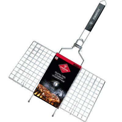 Изображение товара Решетка-гриль Forester 22х42 см для стейков съемная ручка сталь дерево Изображение товара Решетка-гриль Forester 22х42 см для стейков съемная ручка сталь дерево