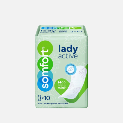 Изображение товара Прокладки мини Somfort Lady active для урологических нужд, 10 шт Изображение товара Прокладки мини Somfort Lady active для урологических нужд, 10 шт