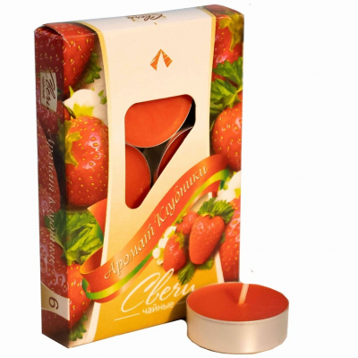 Изображение товара Набор чайных свечей Home Interiors клубника 6 шт - ароматные свечи в коробке