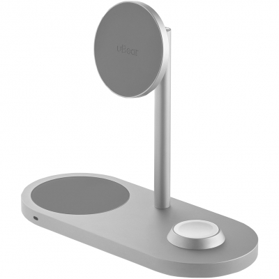 Изображение товара Беспроводное зарядное устройство uBear Stage 3 in 1 (WL07SL31-AD), серебристый