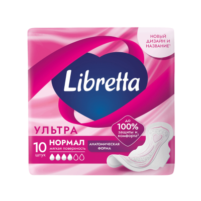 Изображение товара Женские гигиенические прокладки Libretta Ультра нормал 10 шт дневные анатомическая форма