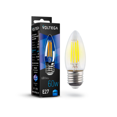 Изображение товара Лампочка Voltega Candel matt Е27 6W 4000К светодиодная для дома и офиса