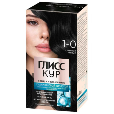 Изображение товара Краска для волос Gliss Kur 1-0 Глубокий черный - стойкое окрашивание