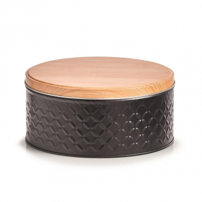 Изображение товара Банка для хранения Zeller черная 20х9 см из металла с деревянной крышкой