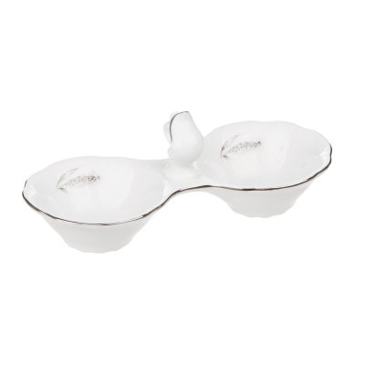 Изображение товара Двойная солонка Thun1794 серебряные колосья платина декор из фарфора