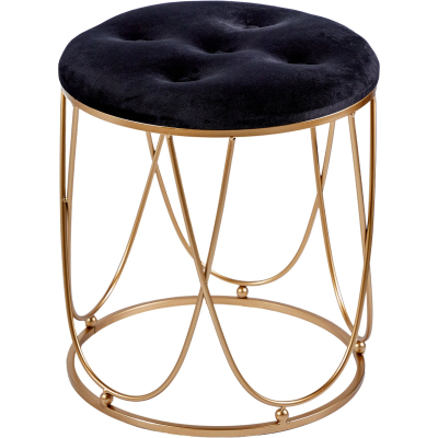 Изображение товара Пуф Glasar черный 35х35х40 см с металлическим каркасом и велюровой обивкой