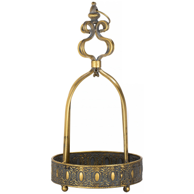 Изображение товара Декоративное блюдо Glasar с ручкой 20х20х41 см золотистое для интерьера