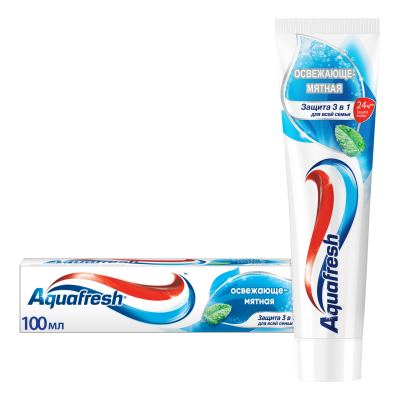 Изображение товара Зубная паста Aquafresh Освежающе-мятная 100 мл для защиты и свежести Изображение товара Зубная паста Aquafresh Освежающе-мятная 100 мл для защиты и свежести