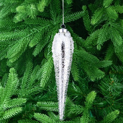 Изображение товара Стеклянная елочная игрушка сосулька 5х5х20 см подвесная