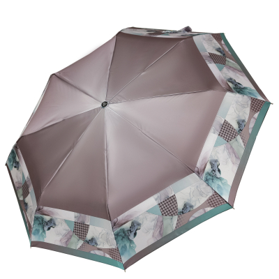 Изображение товара Женский автоматический зонт с 3 сложениями и диаметров 102 см, коричневый Fabretti UFLS0074-12