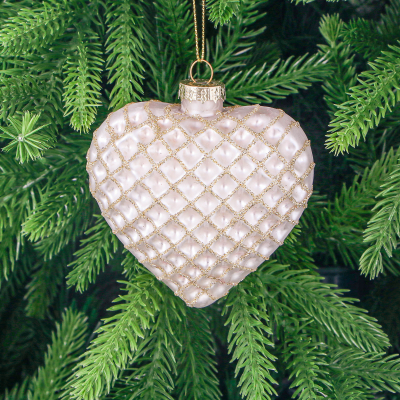 Изображение товара Игрушка ёлочная стеклянное сердце 4,5х9 см Yancheng Shiny для новогодней елки
