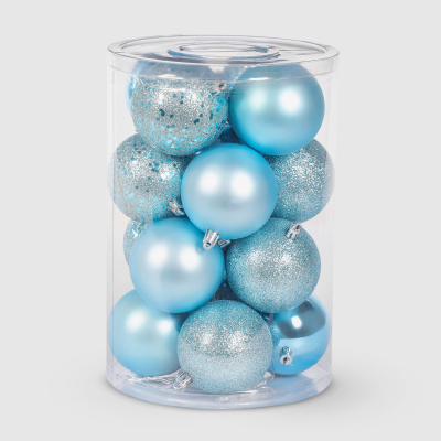 Изображение товара Набор новогодних шаров Linhai jinnuo голубых 16 шт для елки и декора