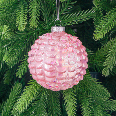 Изображение товара Игрушка ёлочная Yancheng Shiny розовый шар стеклянный 8 см