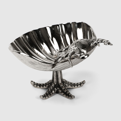 Изображение товара Декоративное блюдо Shell/crab L из алюминия серебристое Handmade