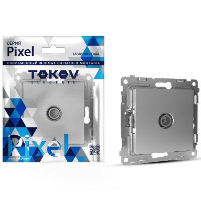 Изображение товара Розетка TV Tokov Electric Pixel проходная 4db цвет алюминий