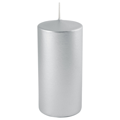 Изображение товара Свеча столб Kukina Raffinata лакированная серебро 5х12 см