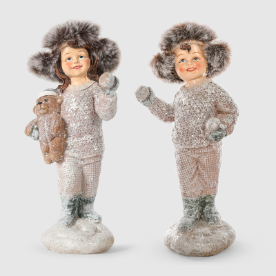 Изображение товара Декоративная фигура Ребенок в меховой шапке 9,5х9х23 см новогодний декор