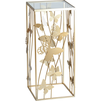 Изображение товара Столик с бабочками Glasar 33х33х75 см металлическое основание стеклянная столешница