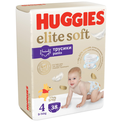 Изображение товара Подгузники-трусики Huggies Elite Soft 4 9-14 кг 38 шт для детей Изображение товара Подгузники-трусики Huggies Elite Soft 4 9-14 кг 38 шт для детей