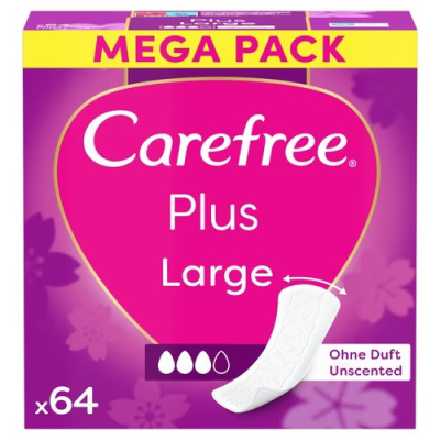 Изображение товара Прокладки женские ежедневные Carefree plus large unscented 64 шт