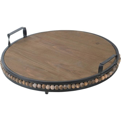 Изображение товара Поднос Glasar 45х45х9 см из дерева и металла коричневый