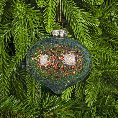 Изображение товара Шар стеклянный Yancheng Shiny луковица с орнаментом D8 см