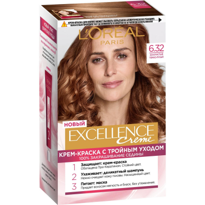 Изображение товара Краска для волос L'Oreal Excellence Creme 6. 32 Золотистый темно-русый