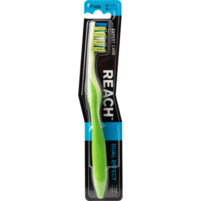 Изображение товара Зубная щетка Reach Dual Effect жесткая White-Blue Изображение товара Зубная щетка Reach Dual Effect жесткая White-Blue