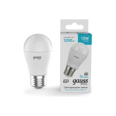 Изображение товара Лампа Gauss Basic Шар 13W 1200lm 4000K E27 LED