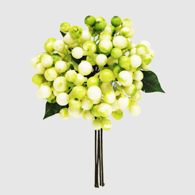 Изображение товара Искусственная веточка Конэко-О с ягодами бело-зелёная 20 см