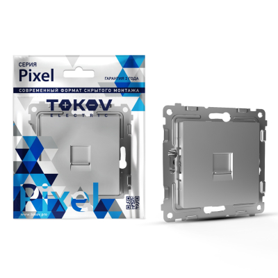 Изображение товара Розетка компьютерная Tokov Electric Pixel алюминий 1цвет для ПК