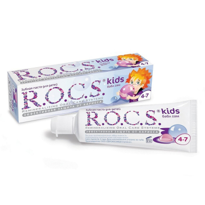 Изображение товара Зубная паста R.O.C.S. для детей бабл гам 45 г эффективная защита эмали Изображение товара Зубная паста R.O.C.S. для детей бабл гам 45 г эффективная защита эмали