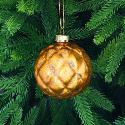 Изображение товара Ёлочная игрушка Yancheng стеклянный шар золотистый 8 см