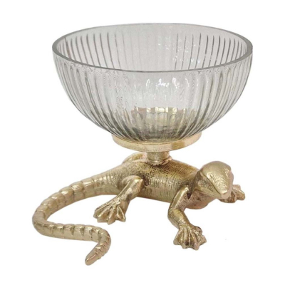 Изображение товара Чаша Glasar на ящерице 13х13х10 см из алюминия и стекла