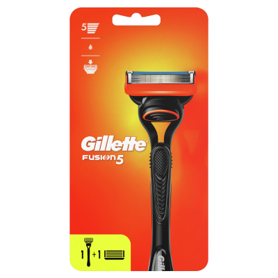 Изображение товара Мужская бритва Gillette Fusion5, 2 кассеты, с 5 лезвиями, с уменьшающими трение лезвиями, с точным триммером