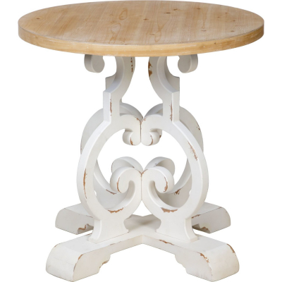 Изображение товара Стол Glasar белый с деревом 79х79х78 см