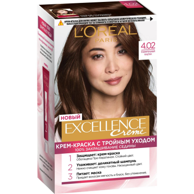 Изображение товара Краска для волос L'Oreal Paris Excellence 4.02 Пленительный каштан Изображение товара Краска для волос L'Oreal Paris Excellence 4.02 Пленительный каштан
