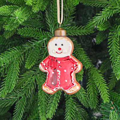 Изображение товара Стеклянное украшение Yancheng Shiny пряник, елочные игрушки, 6,5х2,3х10 см