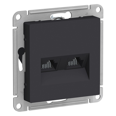Изображение товара Розетка Шнайдер AtlasDesign двойная rj45+rj45 карбон (ATN001085)