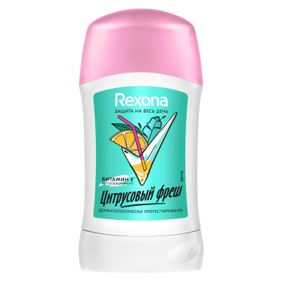 Изображение товара Антиперспирант Rexona Цитрусовый фреш карандаш 40 мл для женщин эффективность 48 часов Изображение товара Антиперспирант Rexona Цитрусовый фреш карандаш 40 мл для женщин эффективность 48 часов