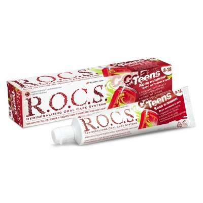 Изображение товара Зубная паста Rocs Колa и Лимон для детей 8-18 лет с фтором и ксилитом Изображение товара Зубная паста Rocs Колa и Лимон для детей 8-18 лет с фтором и ксилитом