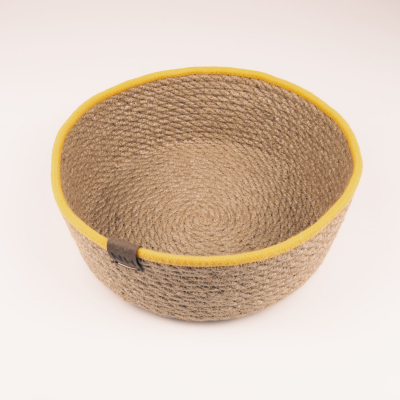 Изображение товара Круглая декоративная корзина Nevidanas Home 21х8 см с желтым кантам