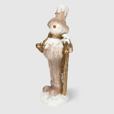 Изображение товара Декоративная новогодняя фигура снеговик с лыжами 20х45 см Полиформ