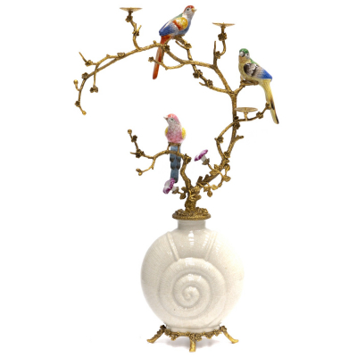 Изображение товара Подсвечник с птицами Glasar белый 41x19x64 см