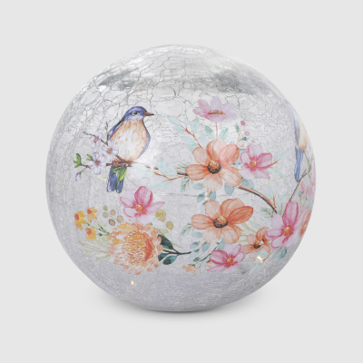 Изображение товара Стеклянный декоративный шар с подсветкой Yancheng Shiny 15x14,5 см новогодний декор